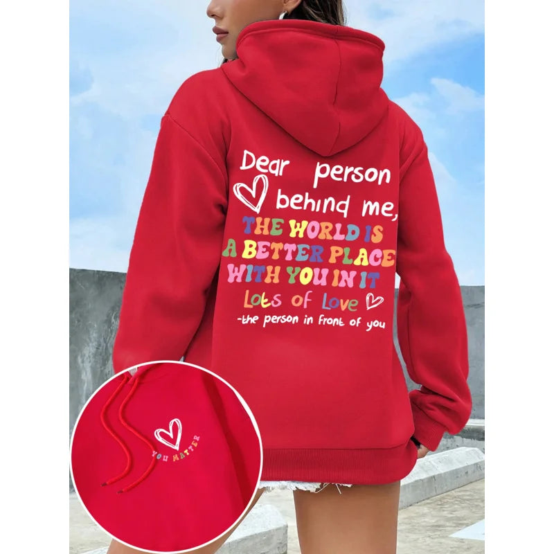 Womens Hoodie - Statement Letter Print Streetwear