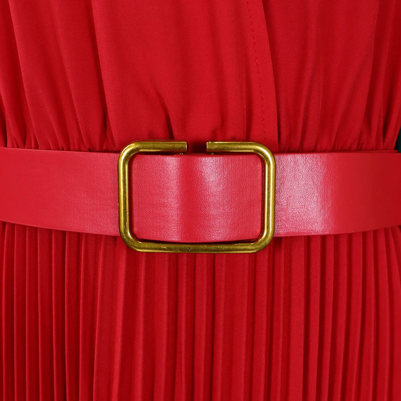 Women's Elegant Dress – Pleated V-Neck Office Style