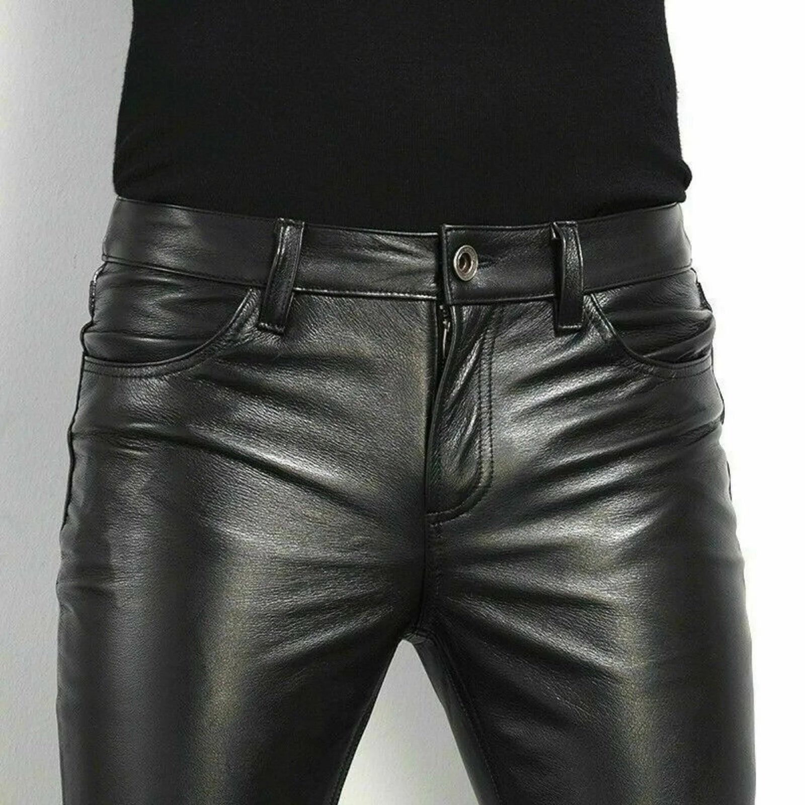 Men's Faux Leather Pants – Slim Fit Moto Streetwear