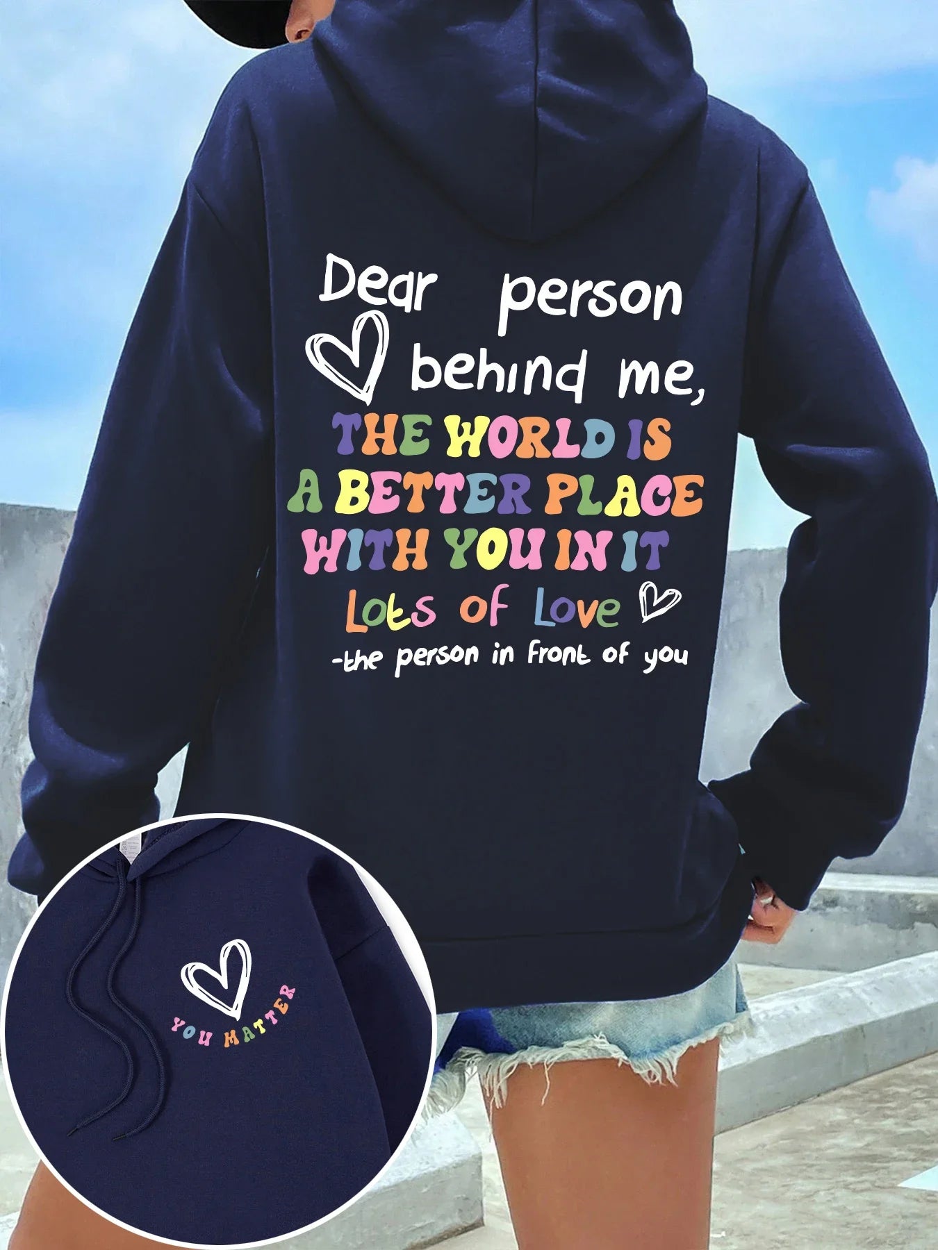 Womens Hoodie - Statement Letter Print Streetwear