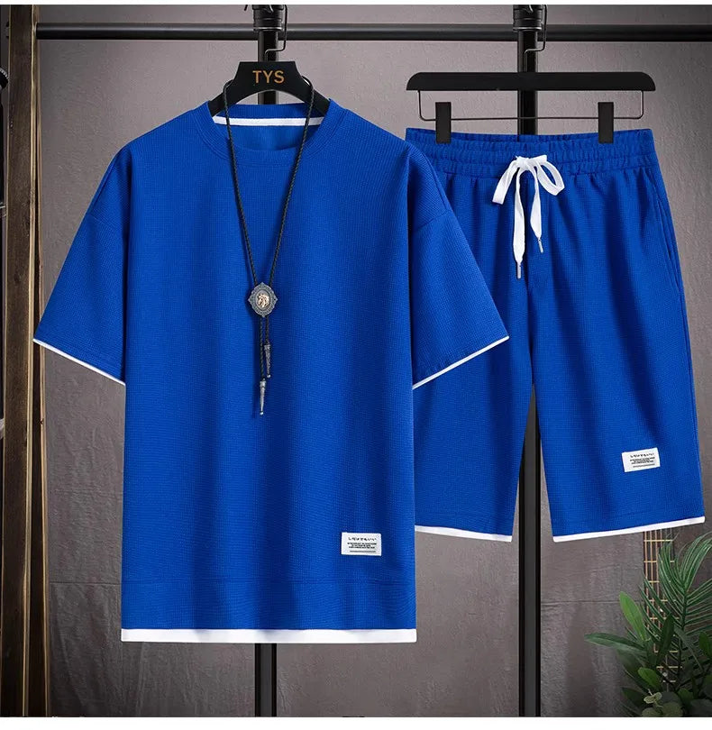 Men's White T-Shirt & Shorts Set