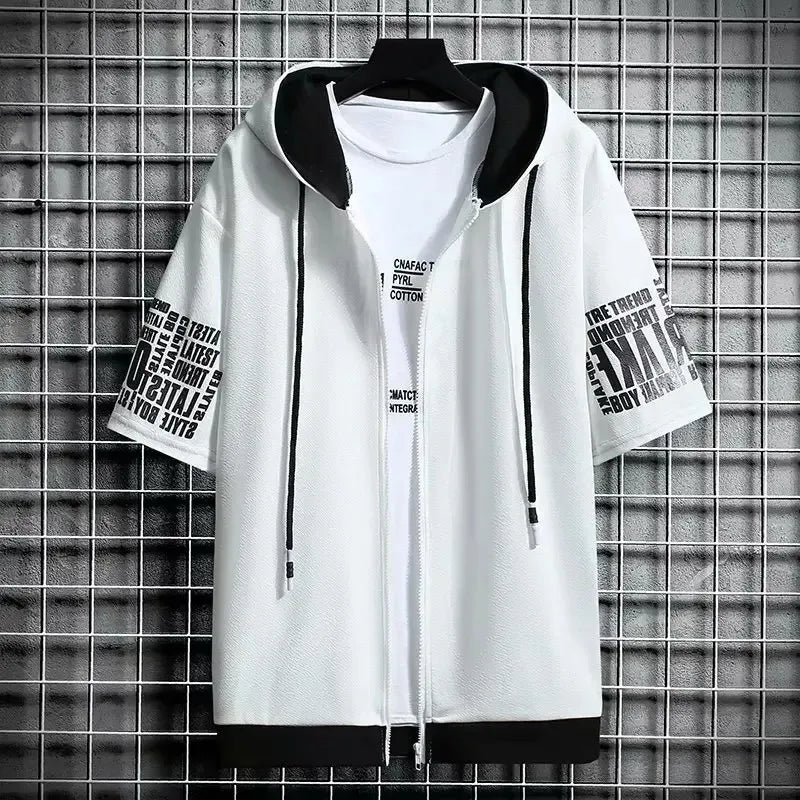 Men's Zip Hoodie & Shorts Set - Casual Streetwear Outfit