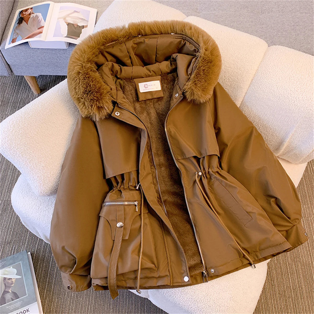 Womens Winter Jacket - Cozy Hooded Puffer Coat