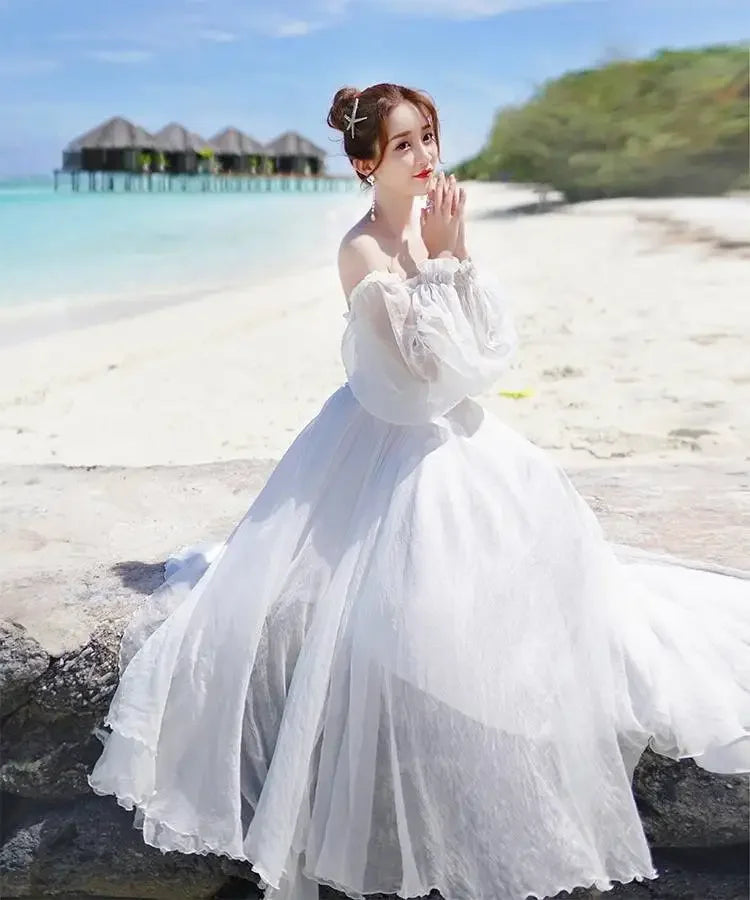 Womens Summer Dress - Off-Shoulder Elegant Style
