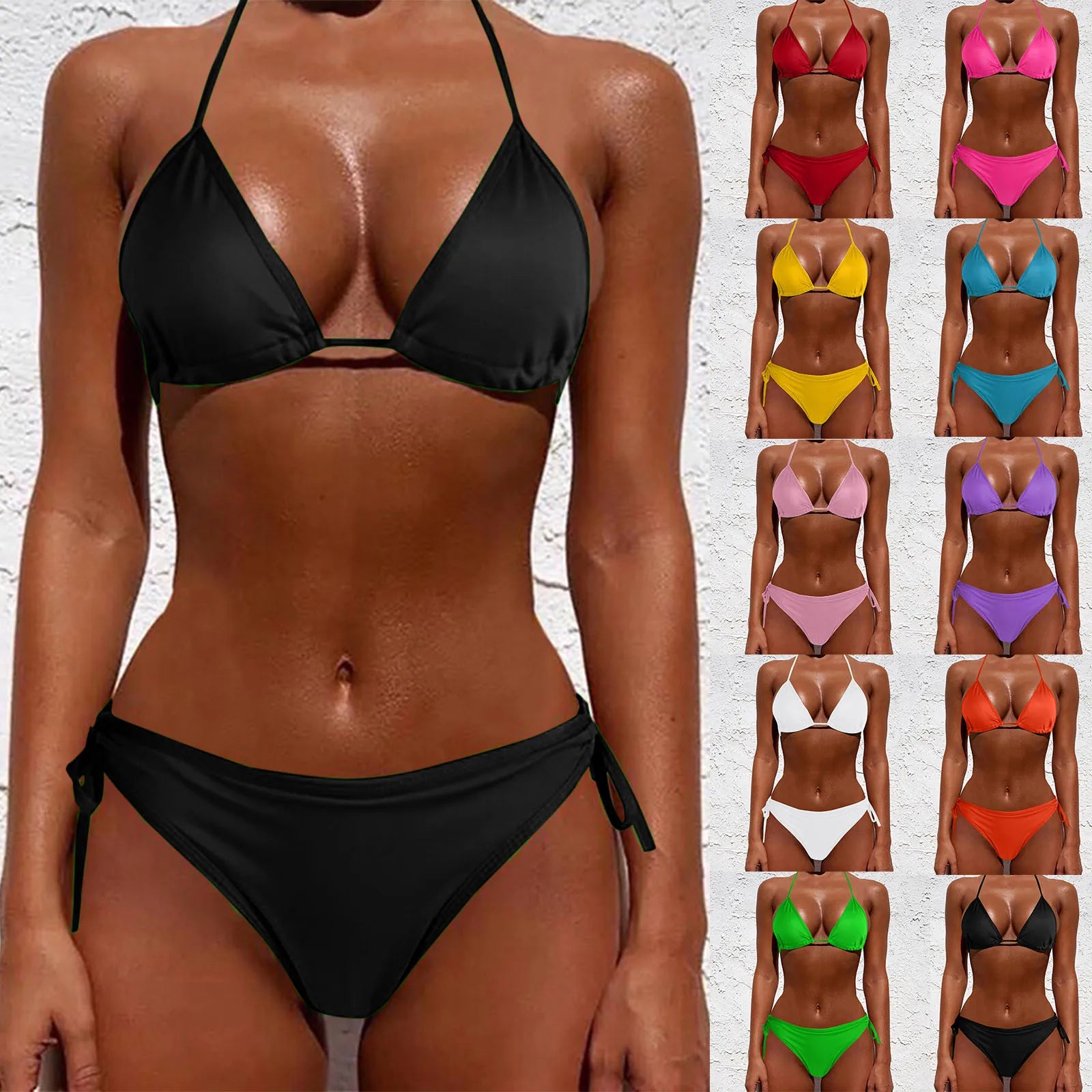 Women's High Waist Lace-Up Bikini Set