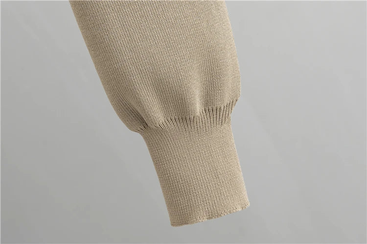 Beige Jacket and Skirt Set – Elegant Knit Office Outfit