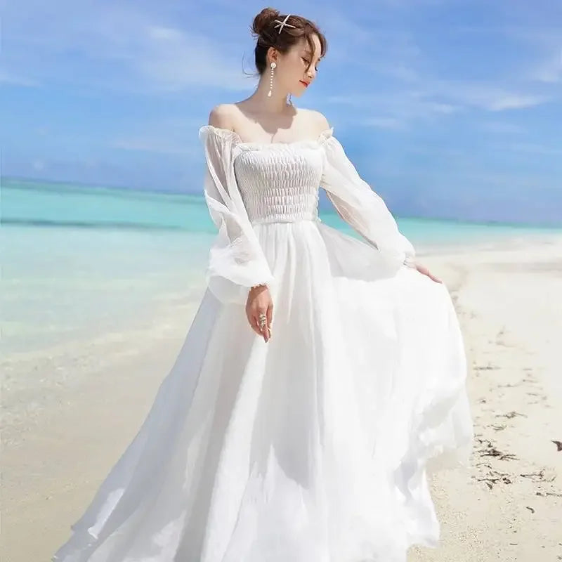 Womens Summer Dress - Off-Shoulder Elegant Style