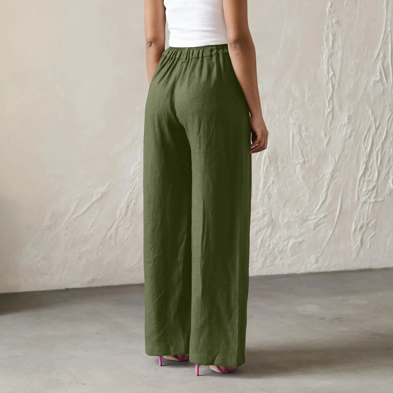 Wide Leg Pants – Women's Linen Blend Casual Loose Trousers