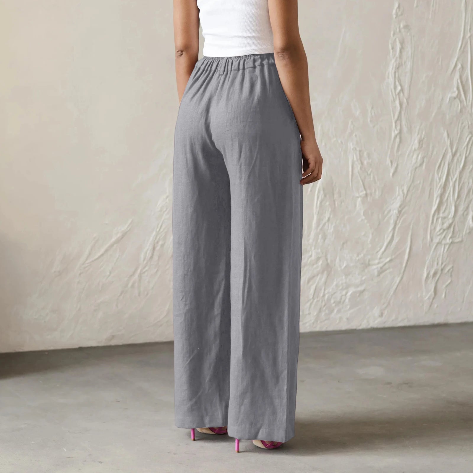 Wide Leg Pants – Women's Linen Blend Casual Loose Trousers