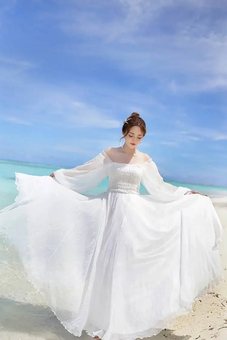 Womens Summer Dress - Off-Shoulder Elegant Style