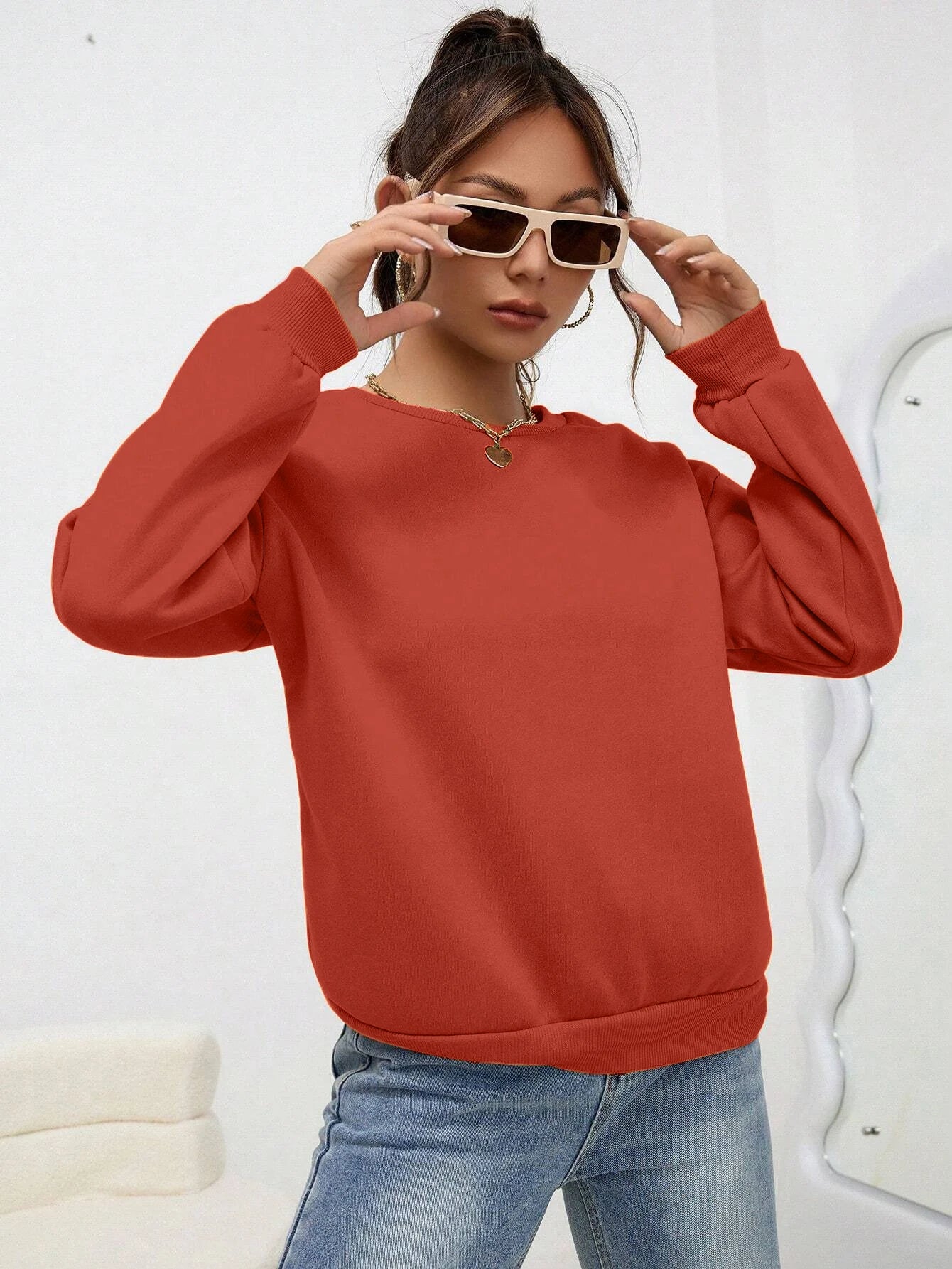 Women Oversized Sweatshirt – Cozy Fleece Casual Pullover