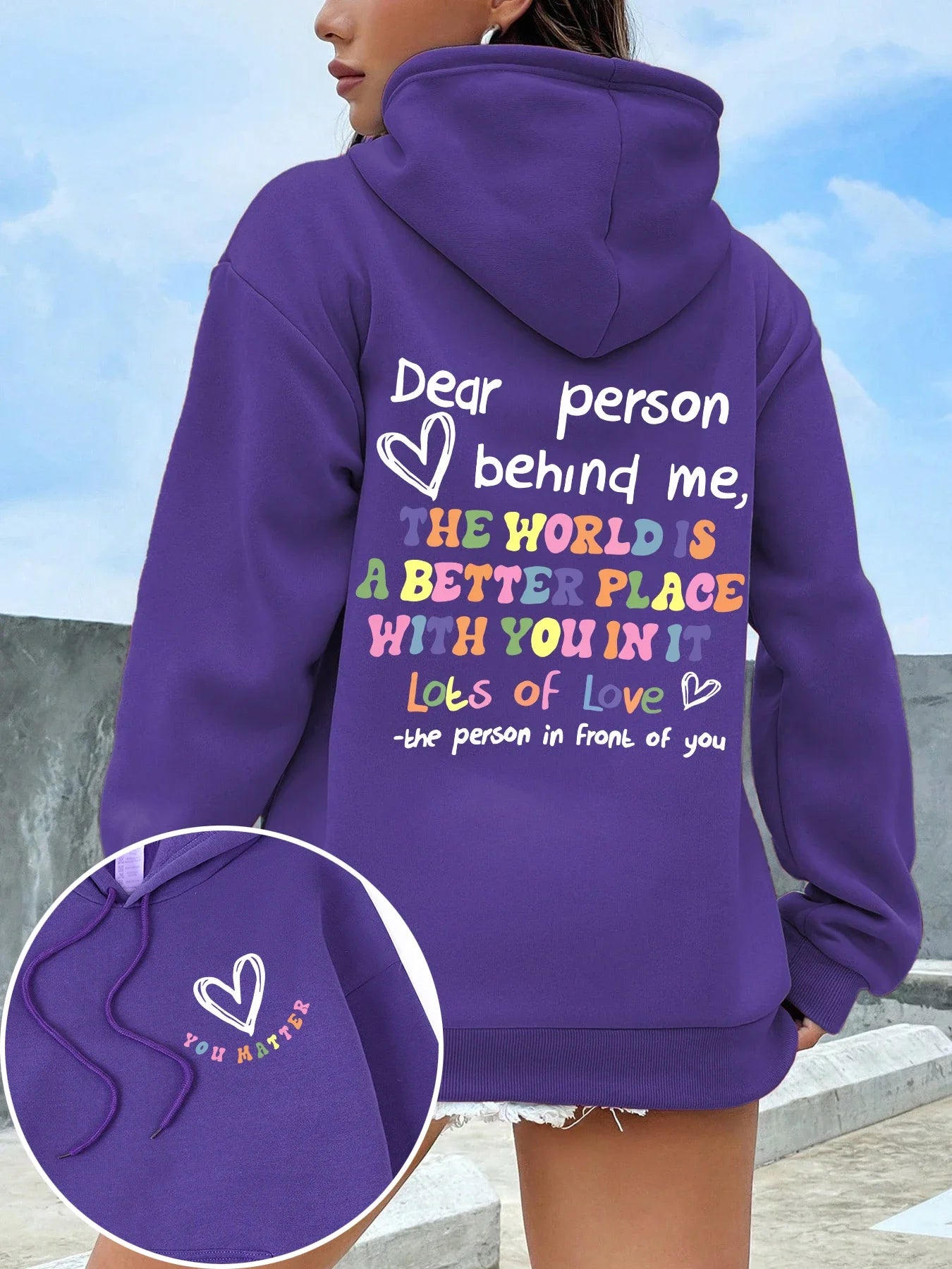 Womens Hoodie - Statement Letter Print Streetwear