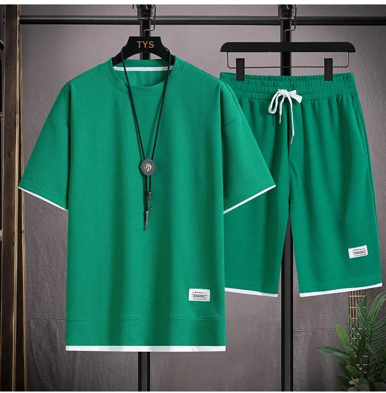 Men's White T-Shirt & Shorts Set