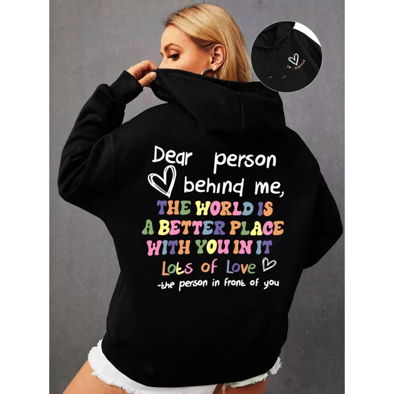 Womens Hoodie - Statement Letter Print Streetwear