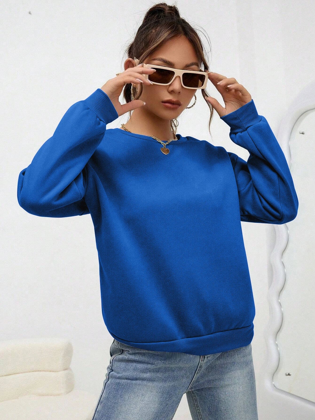 Women Oversized Sweatshirt – Cozy Fleece Casual Pullover