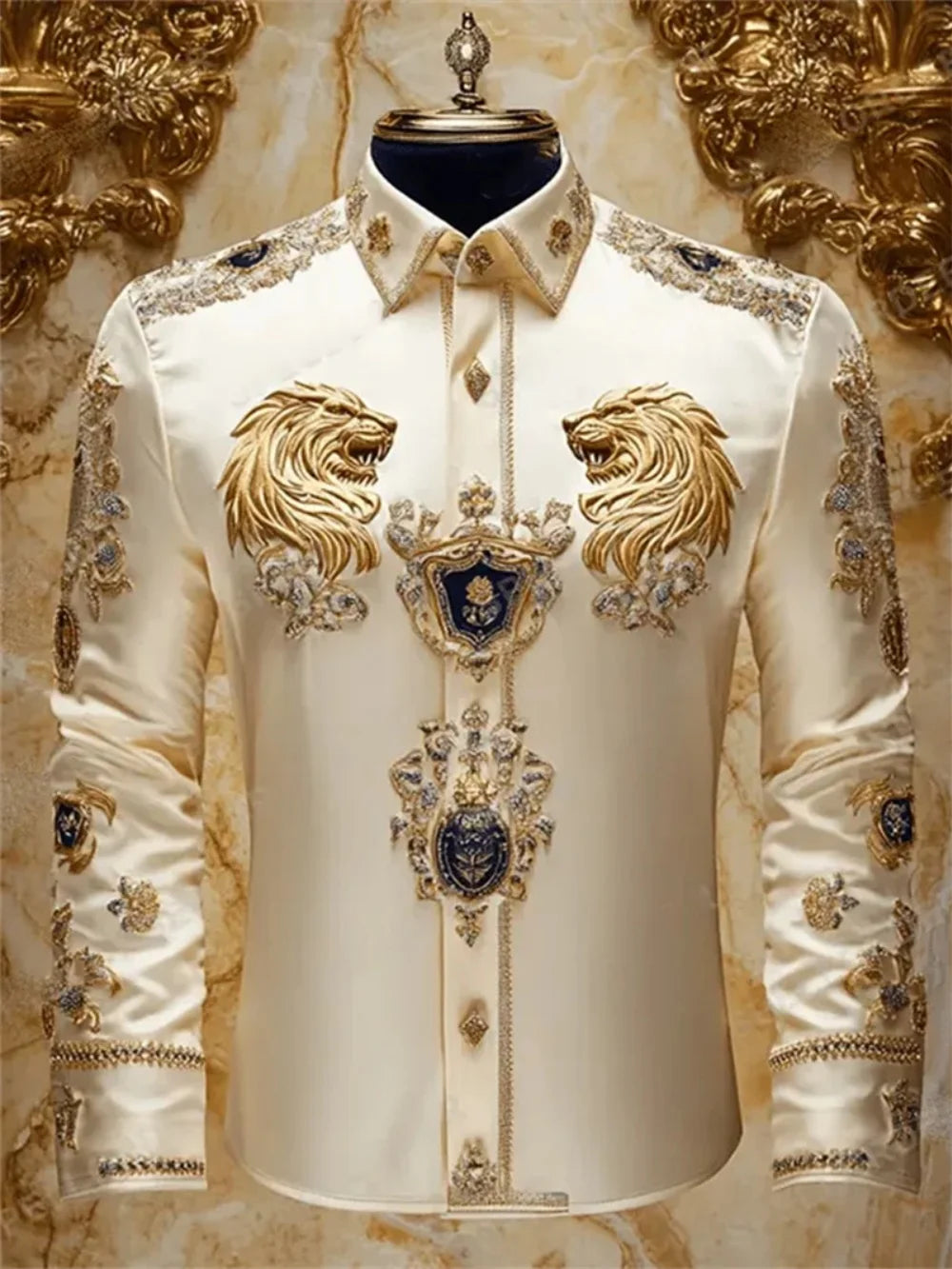 Mens Luxury Shirt - Baroque Style Long Sleeve