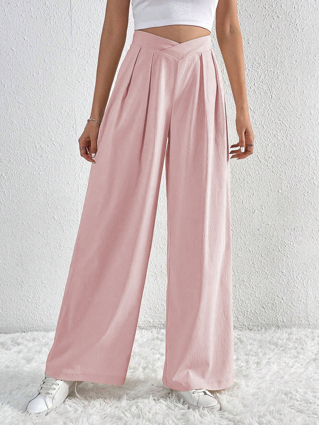 Summer New Solid Color Pleated Wide-leg Pants Trousers