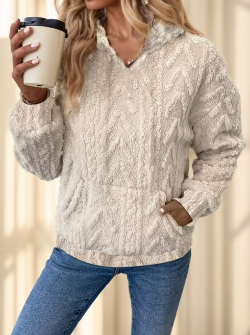 Olid Teddy Bear Textured Hoodie Sweatshirt