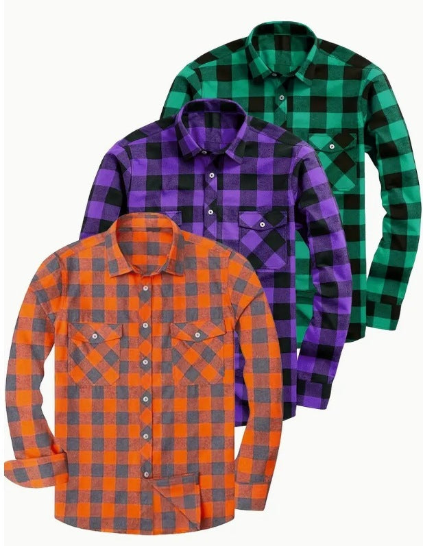 Men's Casual Loose Flannel Plaid Shirt