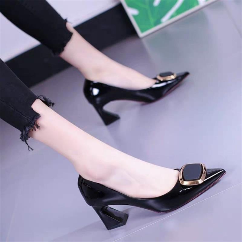 Shallow Mouth Pointed Mid Heel Women's Shoes