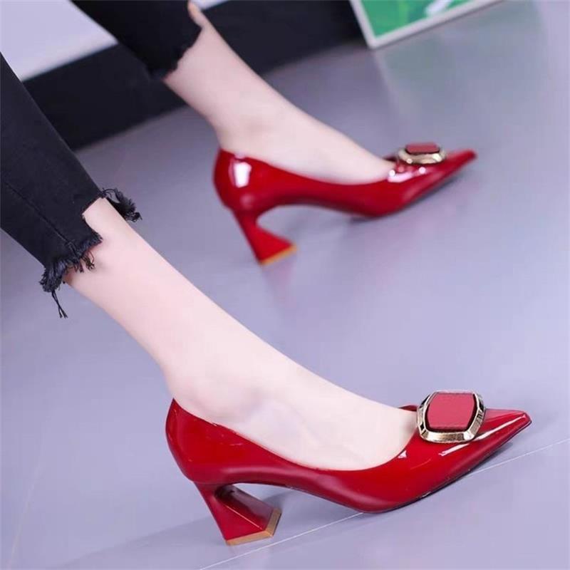 Shallow Mouth Pointed Mid Heel Women's Shoes
