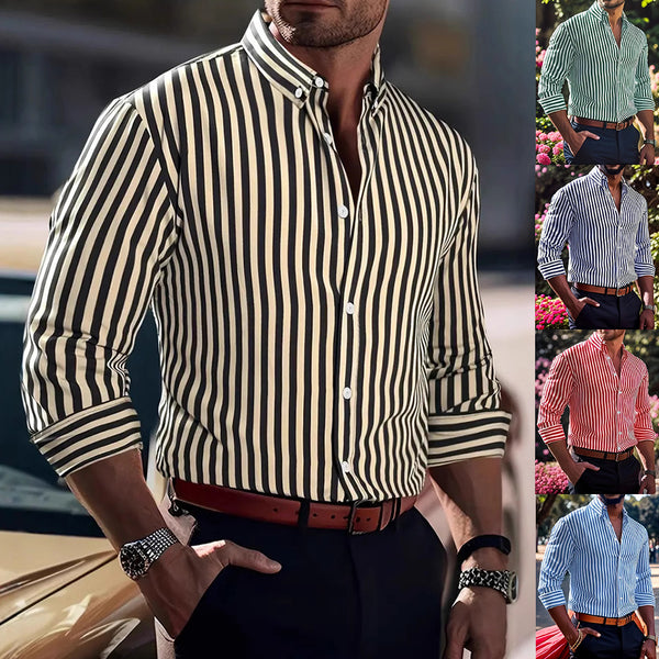 Ins Stripe Printed Long Sleeve Shirt