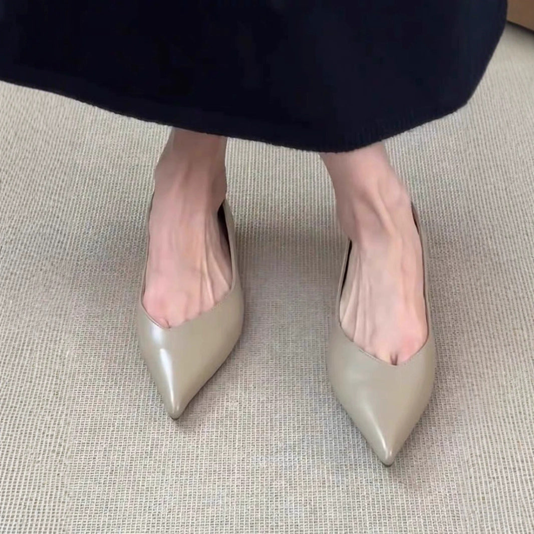 French Minimalist Pointed Toe Flat Bottom Pumps