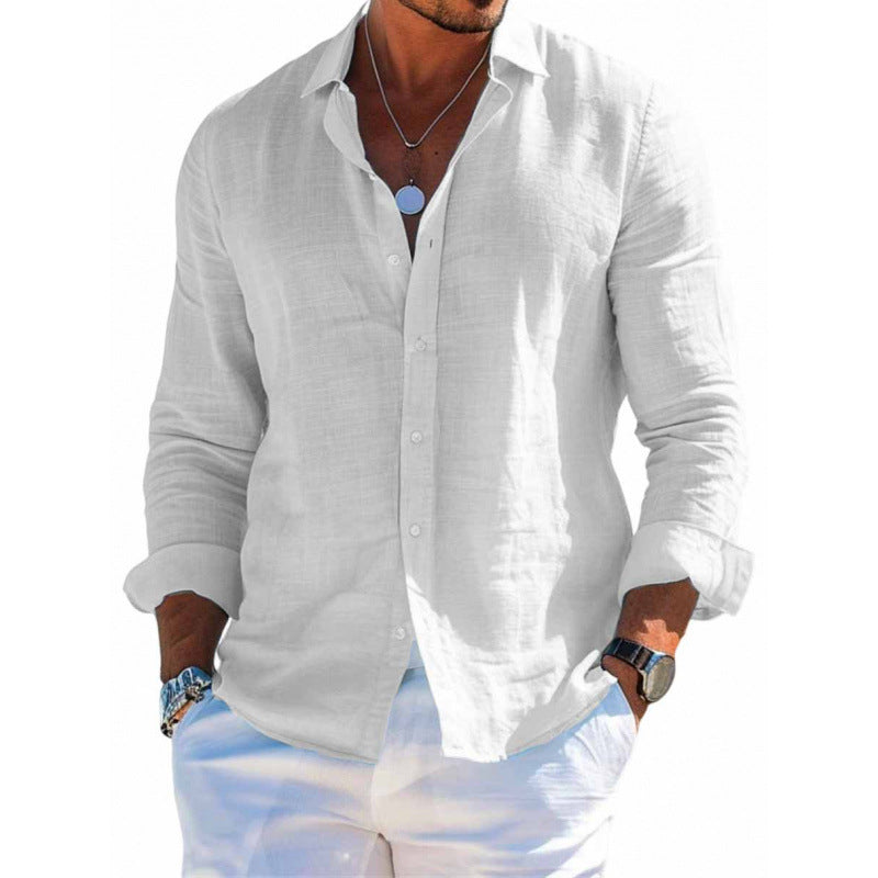 Men's  Loose Lapel Button Long Sleeve Shirt